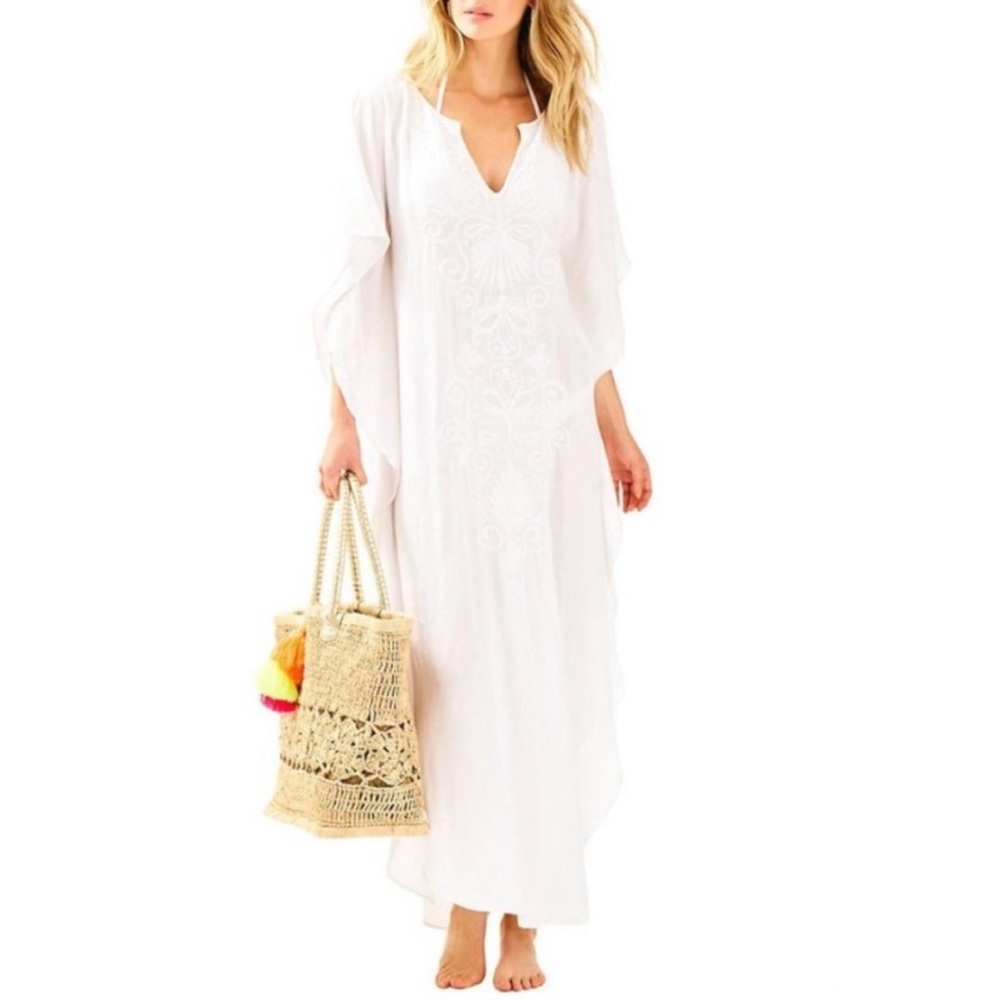 Lilly Pulitzer MELLA maxi coverup in Resort White embroidered size XS/XXS